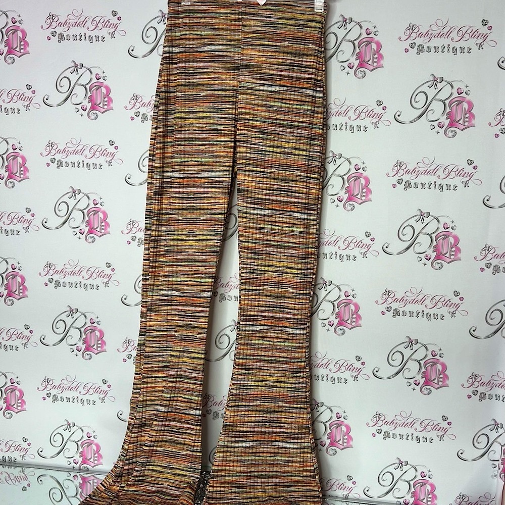 Stylewise pants flare bell bottoms orange yellow Stylish Multicolor flare leg